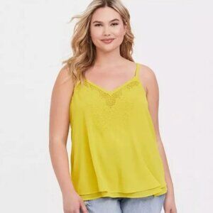 Torrid Polyester Lime Green Lace V-Neck Adjustable Straps Camisole Top women 3X